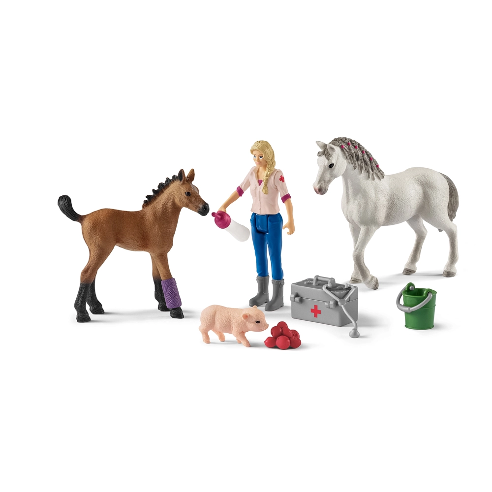 Levně Schleich 42486 Návštěva lékaře u klisny a hříběte