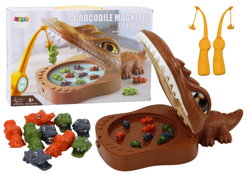 LEAN Toys Krokodýl rybářská hra Magnetický hnědý krokodýl