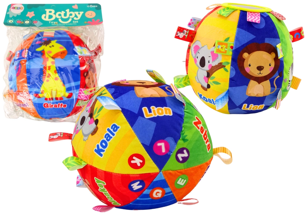 Lean Toys Plyšový míč Měkké smyslové vzdělávací chrastítko 18cm