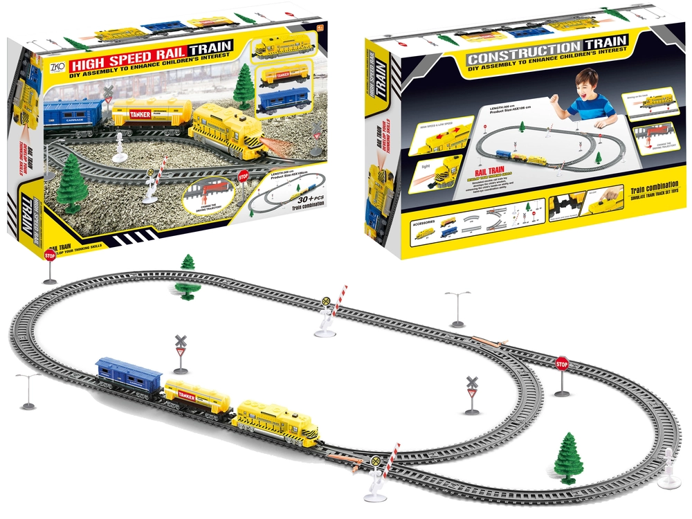 Levně Import LEANToys Elektrický vlak Koleje pro fanoušky vlaků Dva rychlostní vlaky TRAIN BUILDER