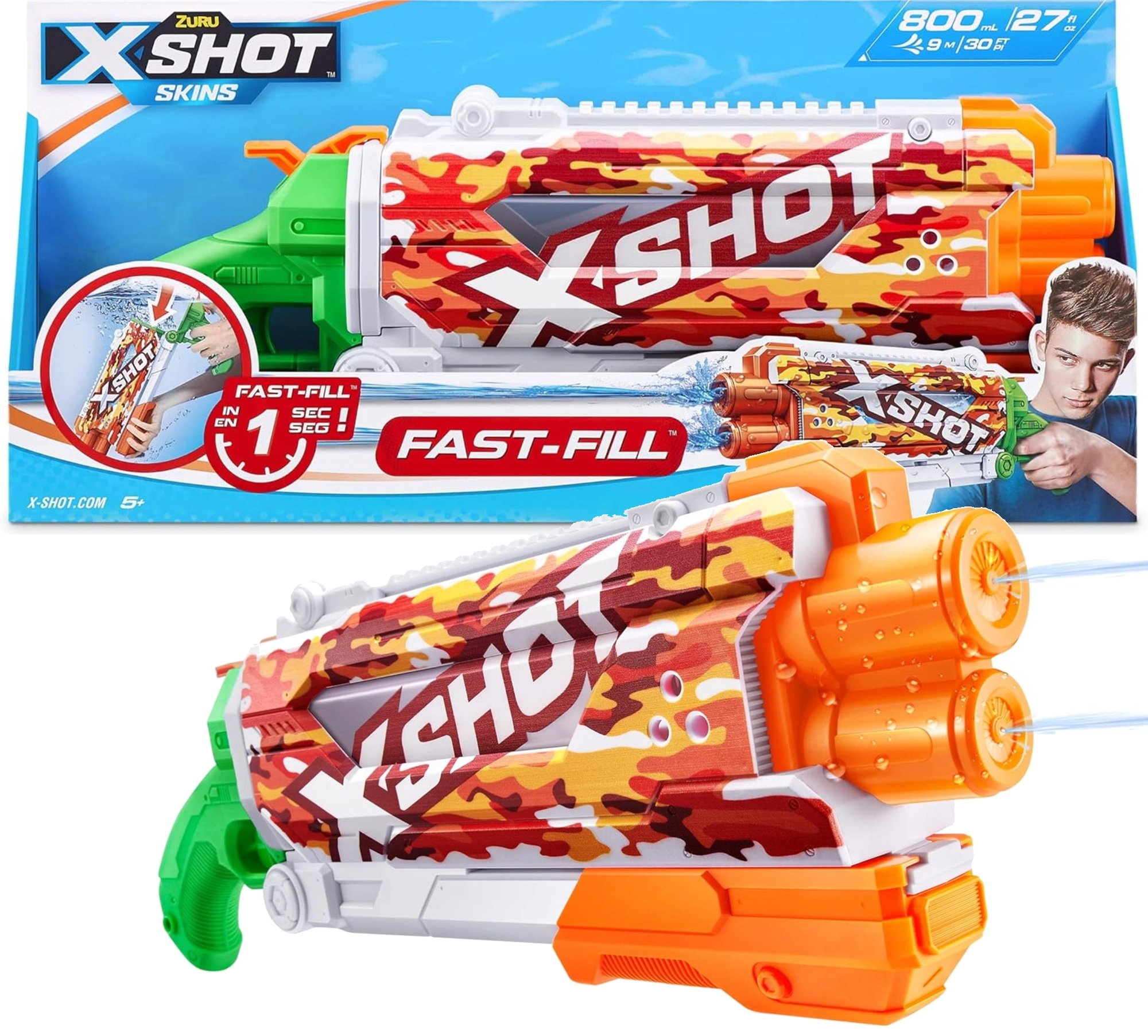 Vodní pistole ZURU X SHOT SKINS Fast-Fill Sun Camo 49 cm