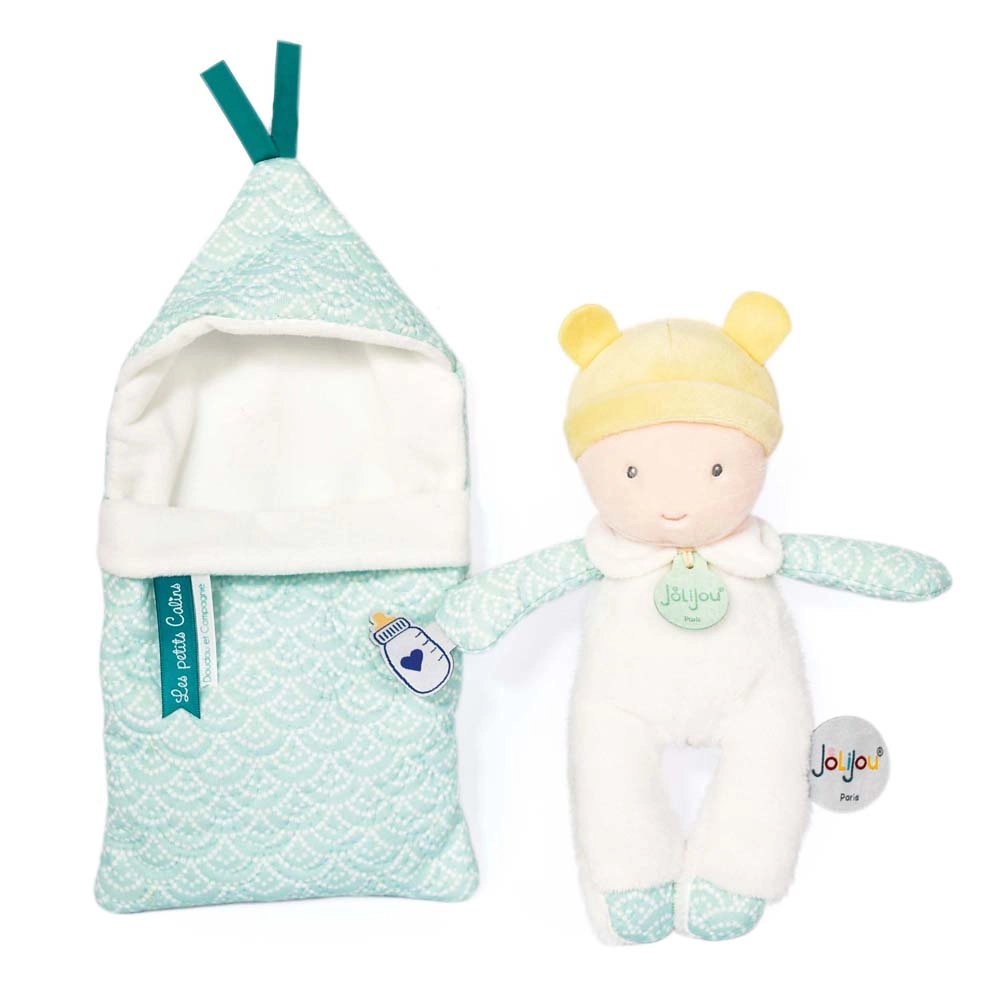 Levně Doudou Jolijou miminko v navlékací peřince 20 cm – Tyrkysová