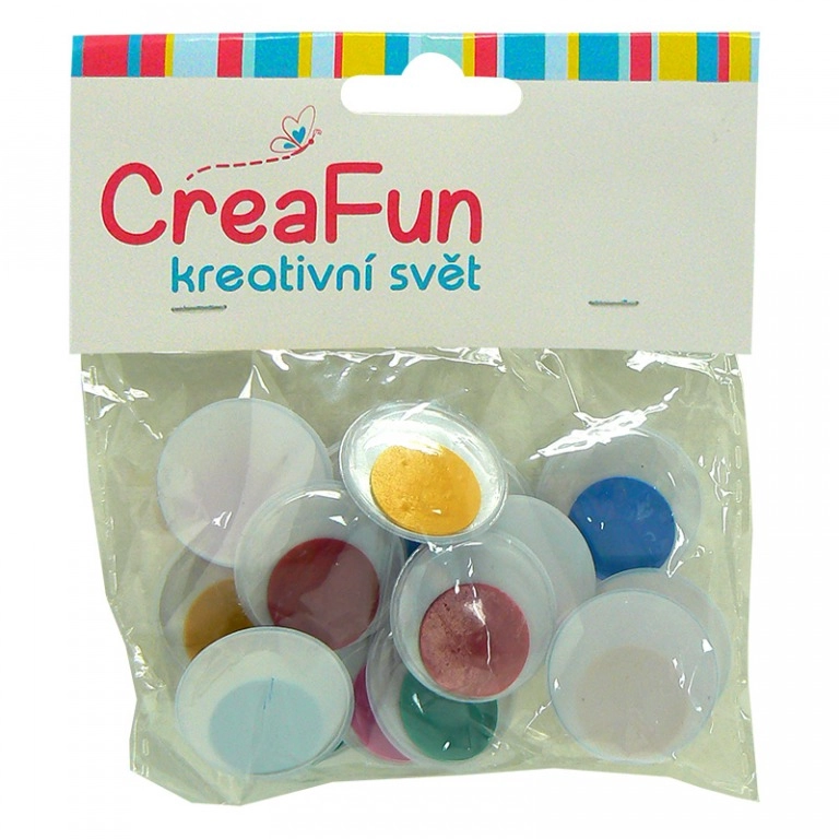 Samolepicí pohyblivé oči 25 mm – sada 15 ks