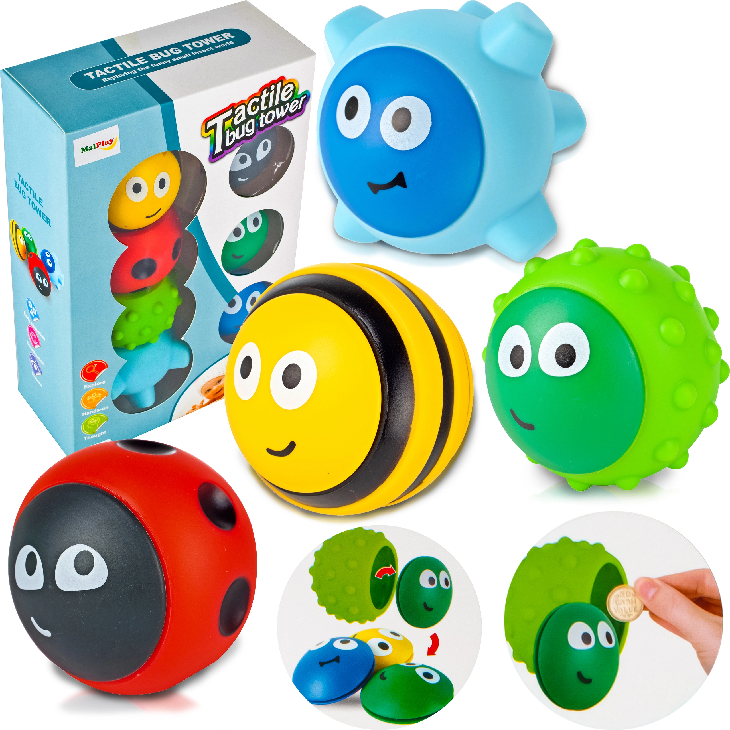 Senzorické kuličky pro batolata s obličejíky