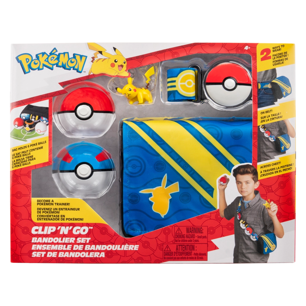 Levně Pokémon Clip ‘N’ Go trenérská sada s Pikachu – pás, 2 Pokébally a pouzdro