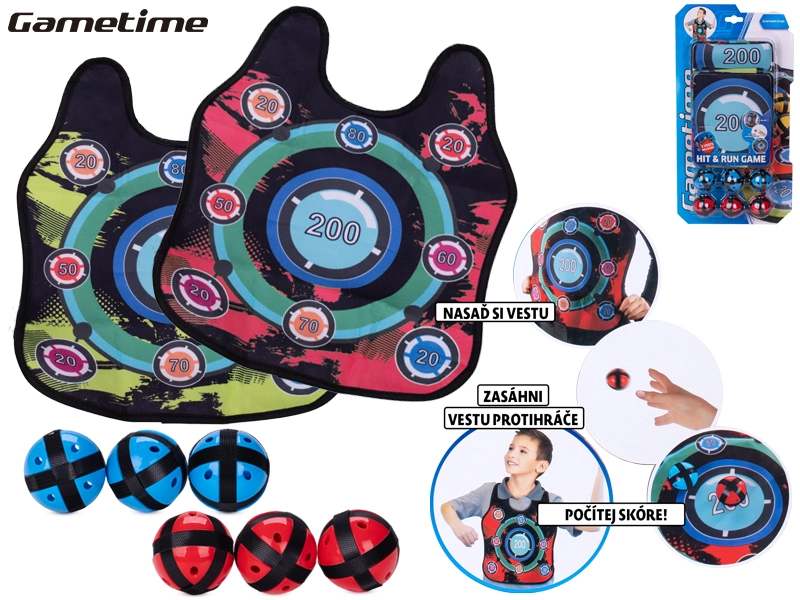Gametime sada 2 vest s terčem a 6 míčků na suchý zip
