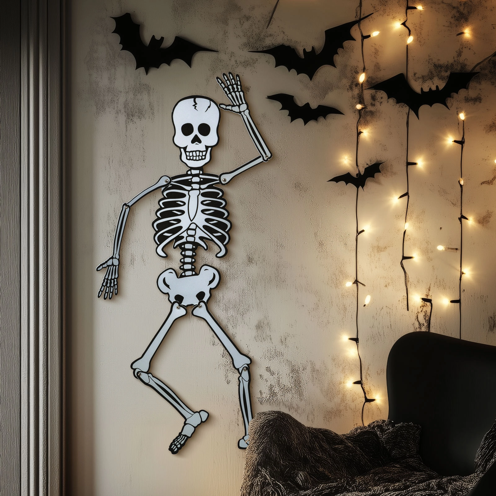 Halloweenská pěnová dekorace kostra 85 × 18 cm