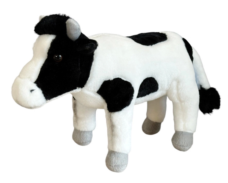 Plyšová kráva černo‑bílá 22 cm