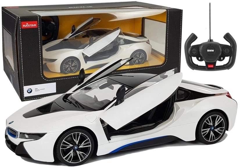 Auto na dálkové ovládání BMW i8 Rastar 1:14 bílé s automatickými dveřmi