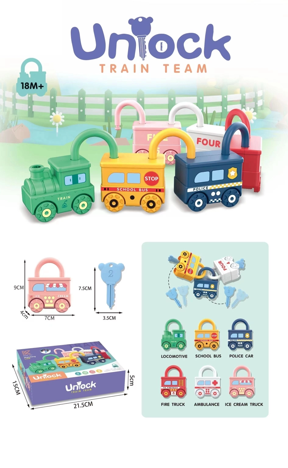 logická smyslová hra zámky – přiřaď klíček