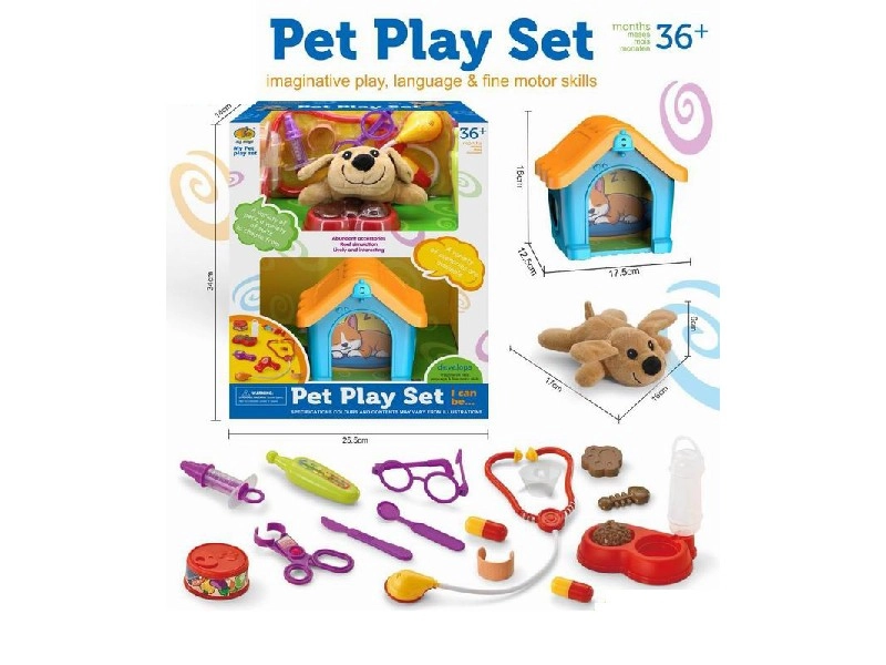 Plyšový pejsek s boudou a doplňky