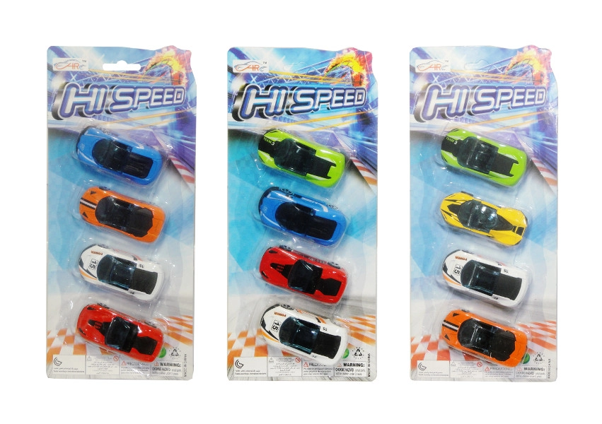 Sada kovových závodních autíček 4 ks