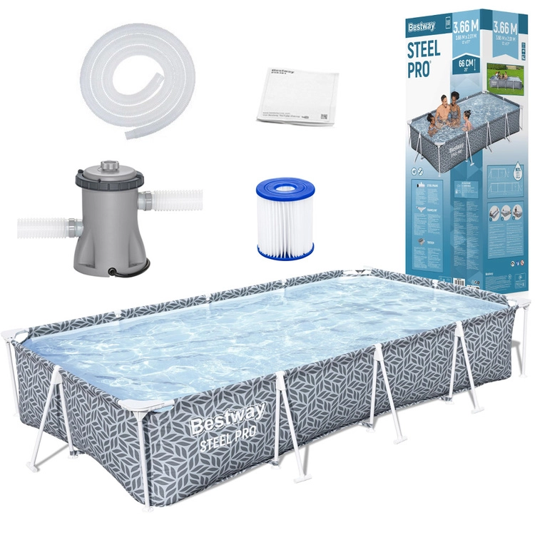 Obdélníkový bazén s konstrukcí Bestway Steel Pro 366 x 201 x 66 cm