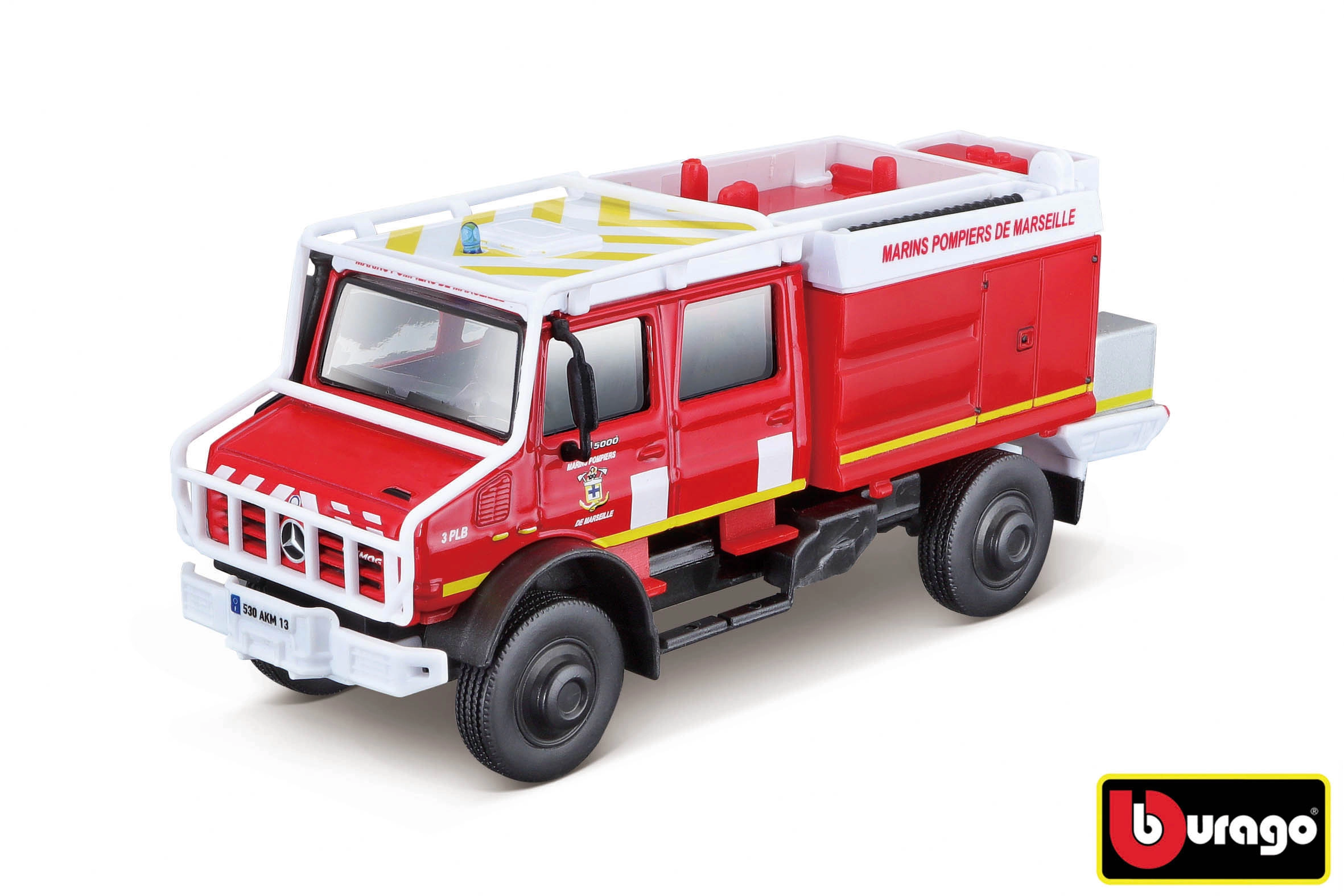 Levně Bburago záchranářské vozidlo Mercedes‑Benz Unimog U5023 Hasiči 1:50