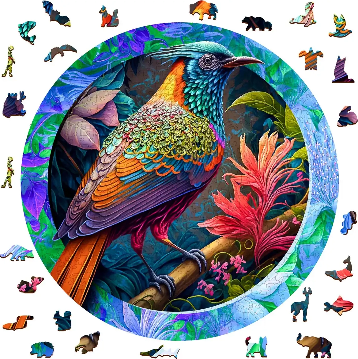 WOODEN CITY Dřevěné puzzle Pestrobarevný pták 505 dílků EKO