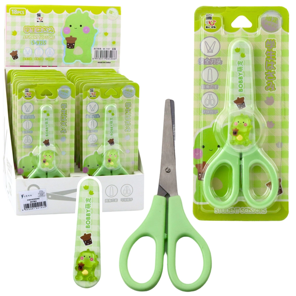 Dětské nůžky zelené s ochranným krytem 14 cm