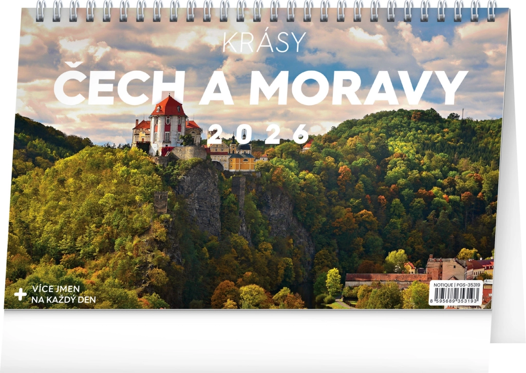 NOTIQUE Stolový kalendár Krásy Čech a Moravy CZ 2026, 23,1 x 14,5 cm