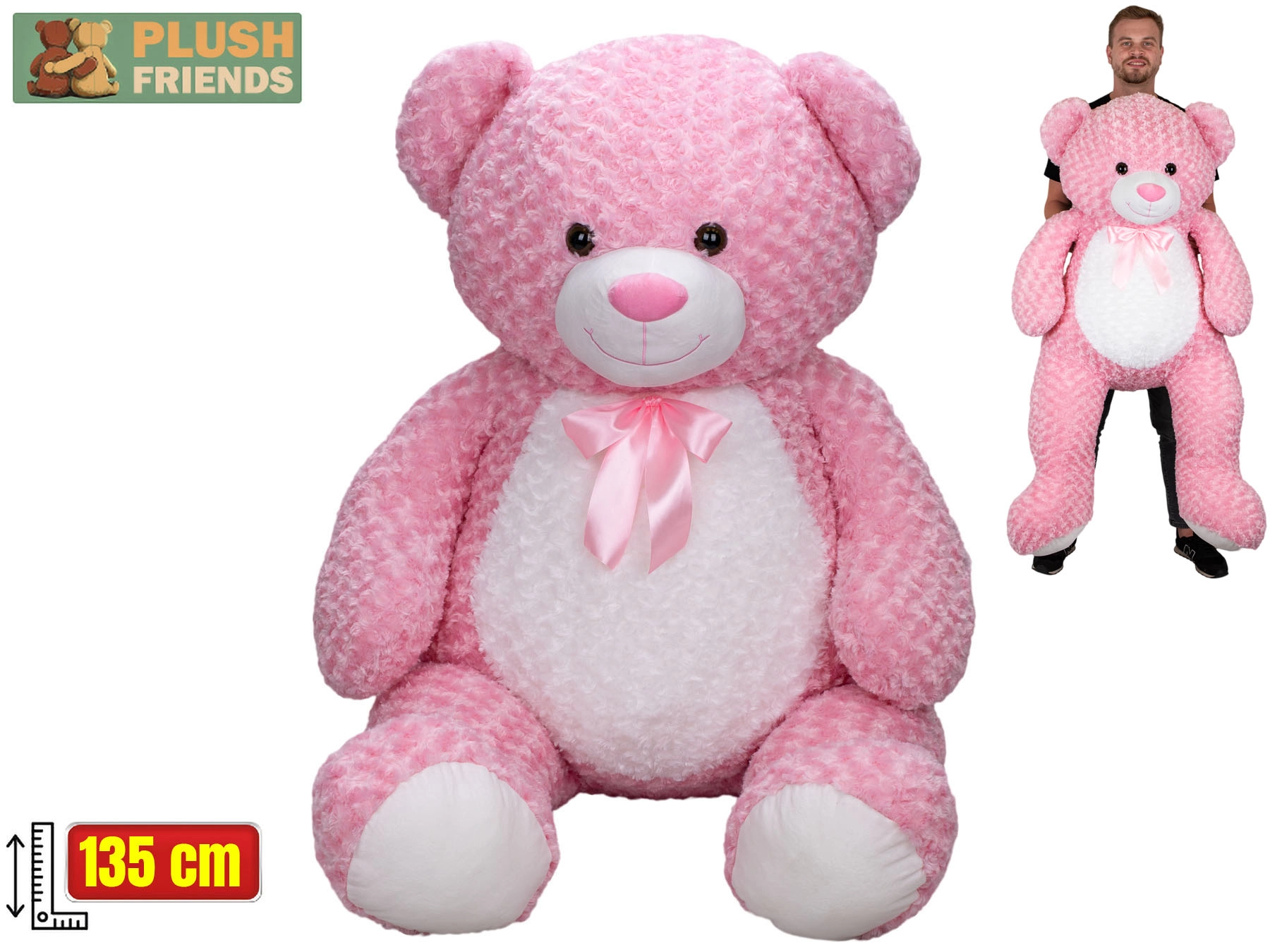 Levně Mikro Trading Plush Friends medvěd 135cm růžový s mašlí 0m+