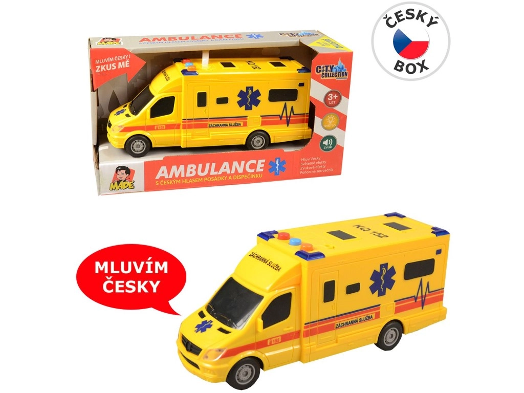 Sanitka na setrvačník se světelnými a zvukovými efekty