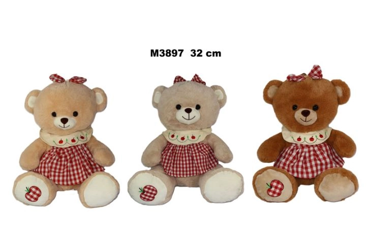 Plyšový medvídek v šatech 32 cm - 1 kus