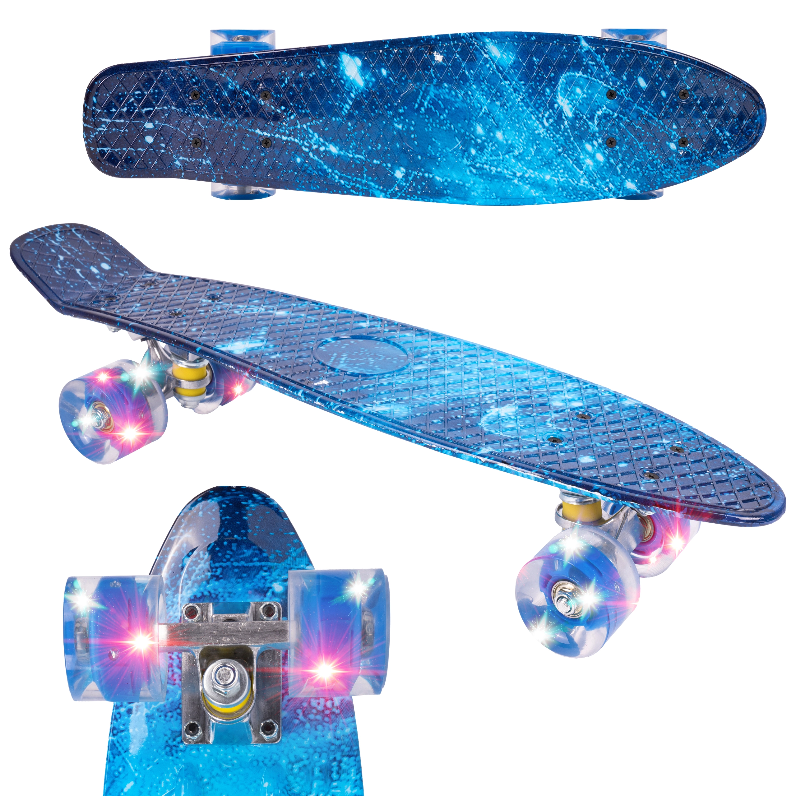 Fiszka skateboard s LED kolečky Galaxy