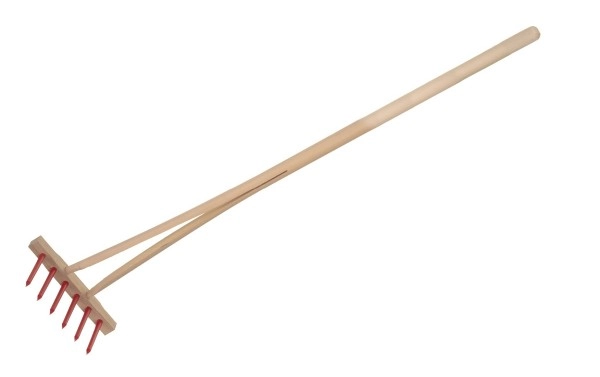 Teddies hrábě červené s násadou s 6 kolíky dřevo/plast 90cm nářadí