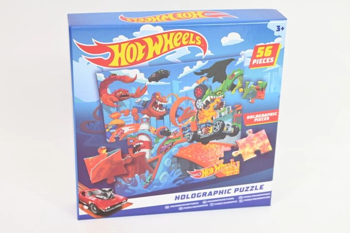 Hot Wheels holografické puzzle 56 dílků