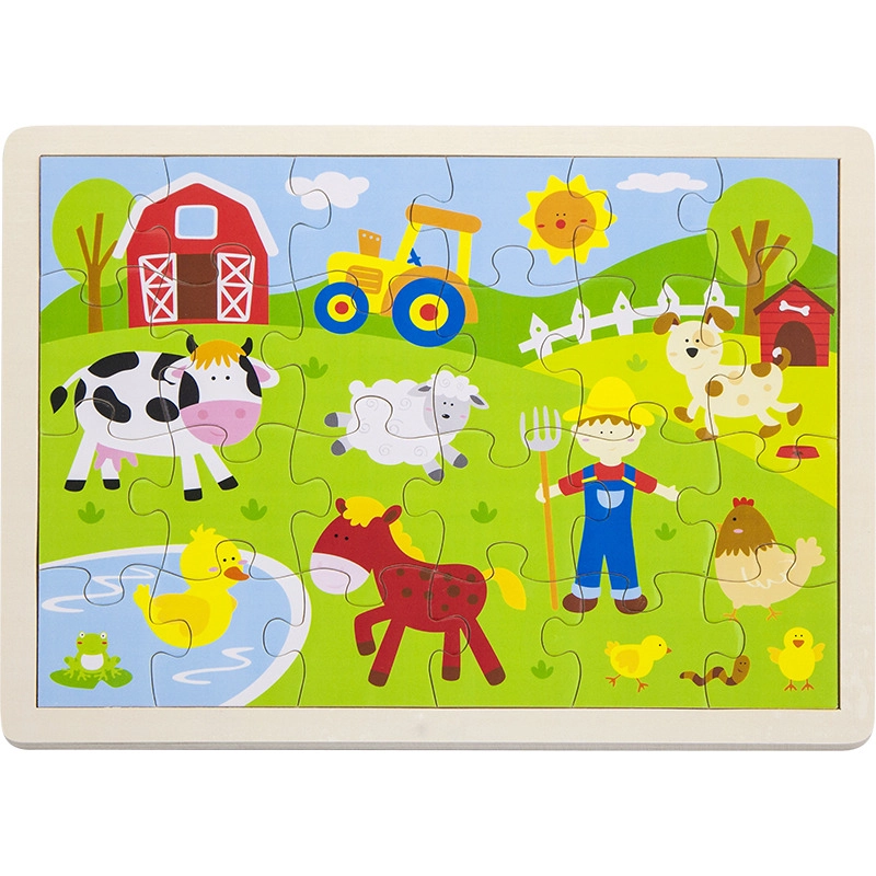 Levně Dřevěné puzzle farma 24 dílků BABU