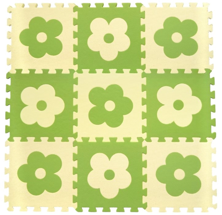 Levně Pěnová podložka puzzle Květiny zeleno-béžové