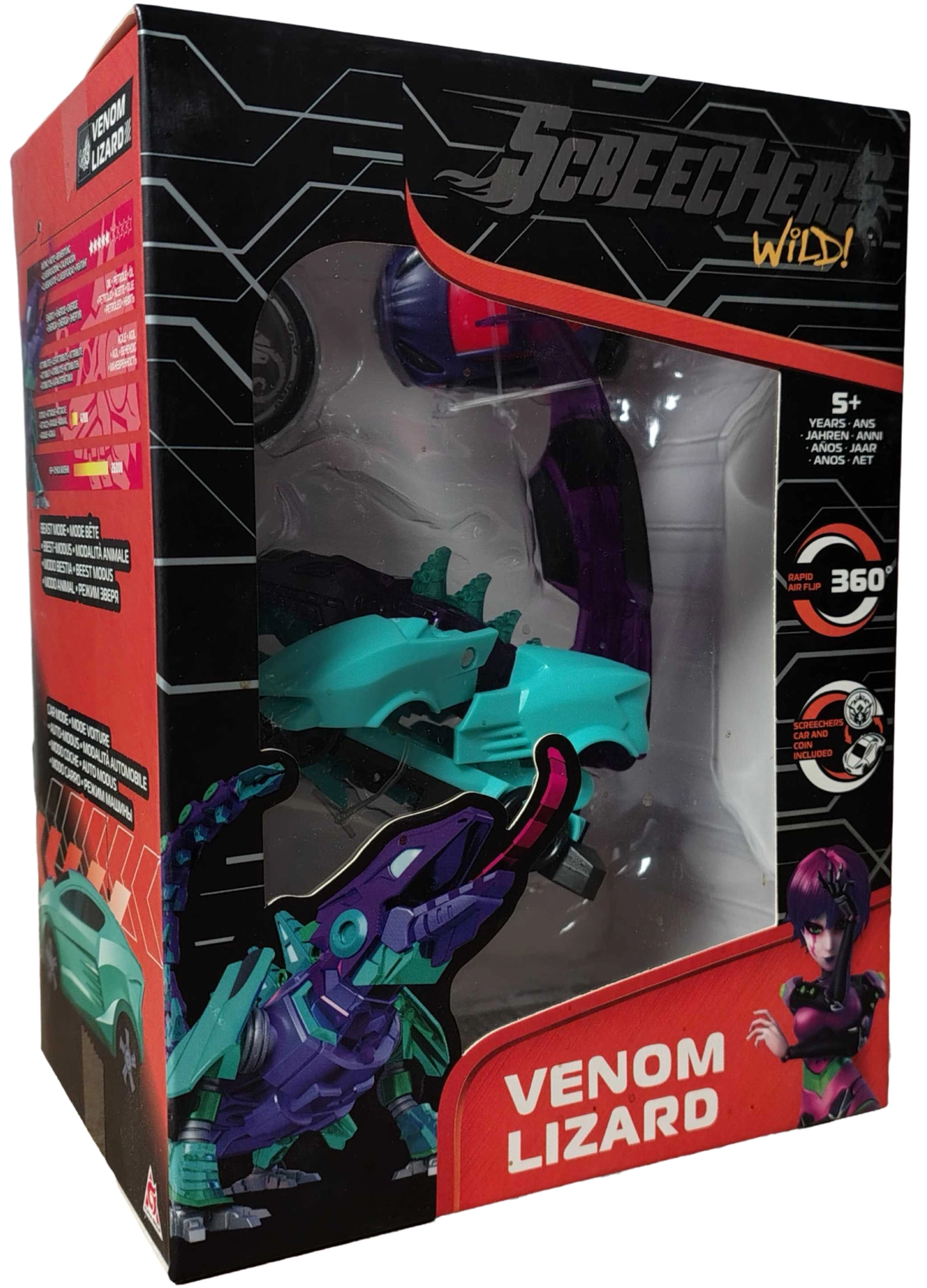 Screechers Wild! transformující vůz Venom Lizard s mincí