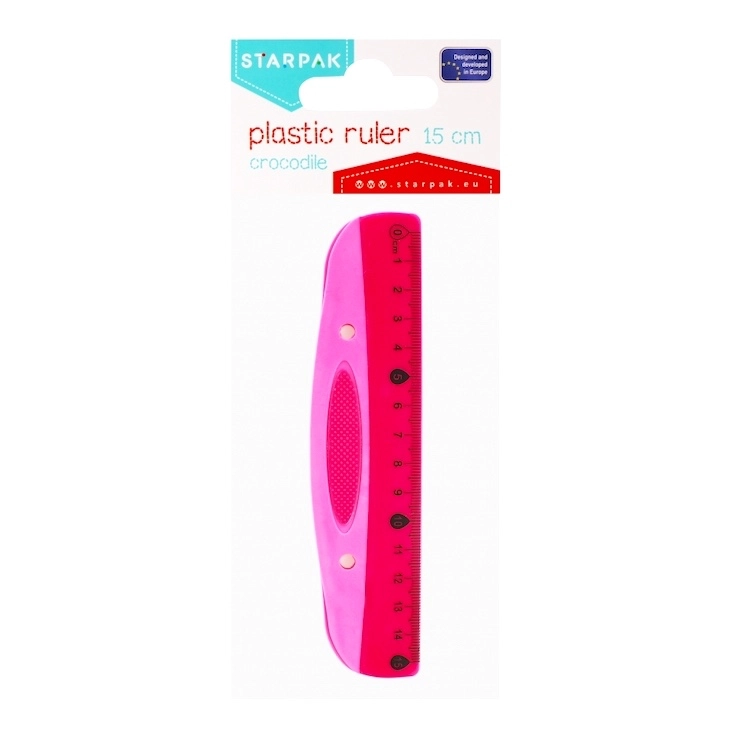 Růžové plastové pravítko 15 cm