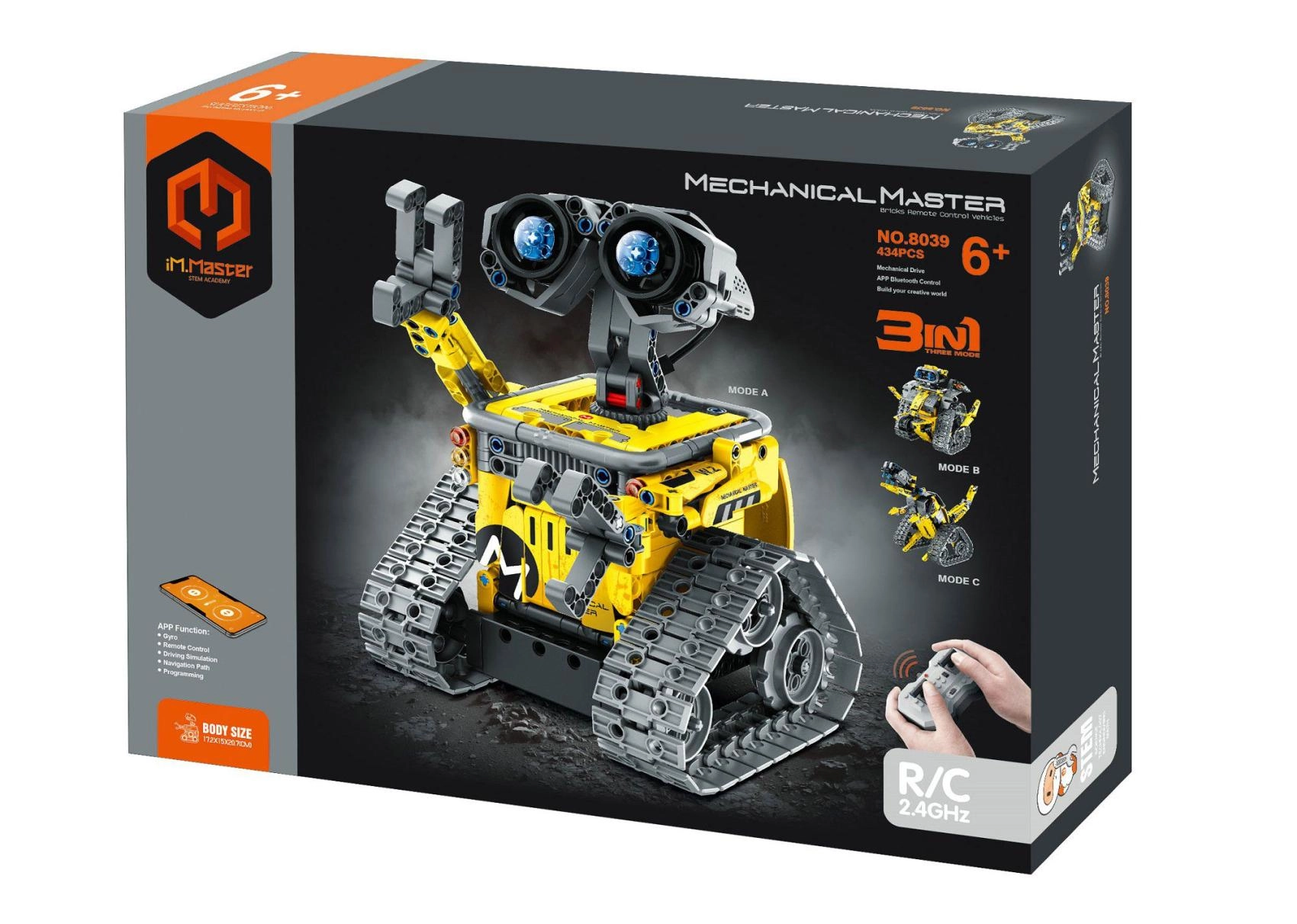 programovatelná stavebnice robota 3v1 iM.Master s RC ovládáním 2,4 GHz, 434 dílků