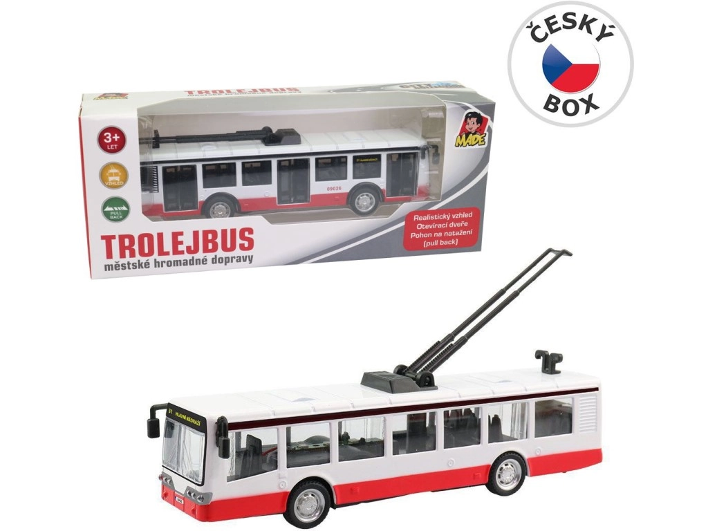 Trolejbus kovový na zpětný chod