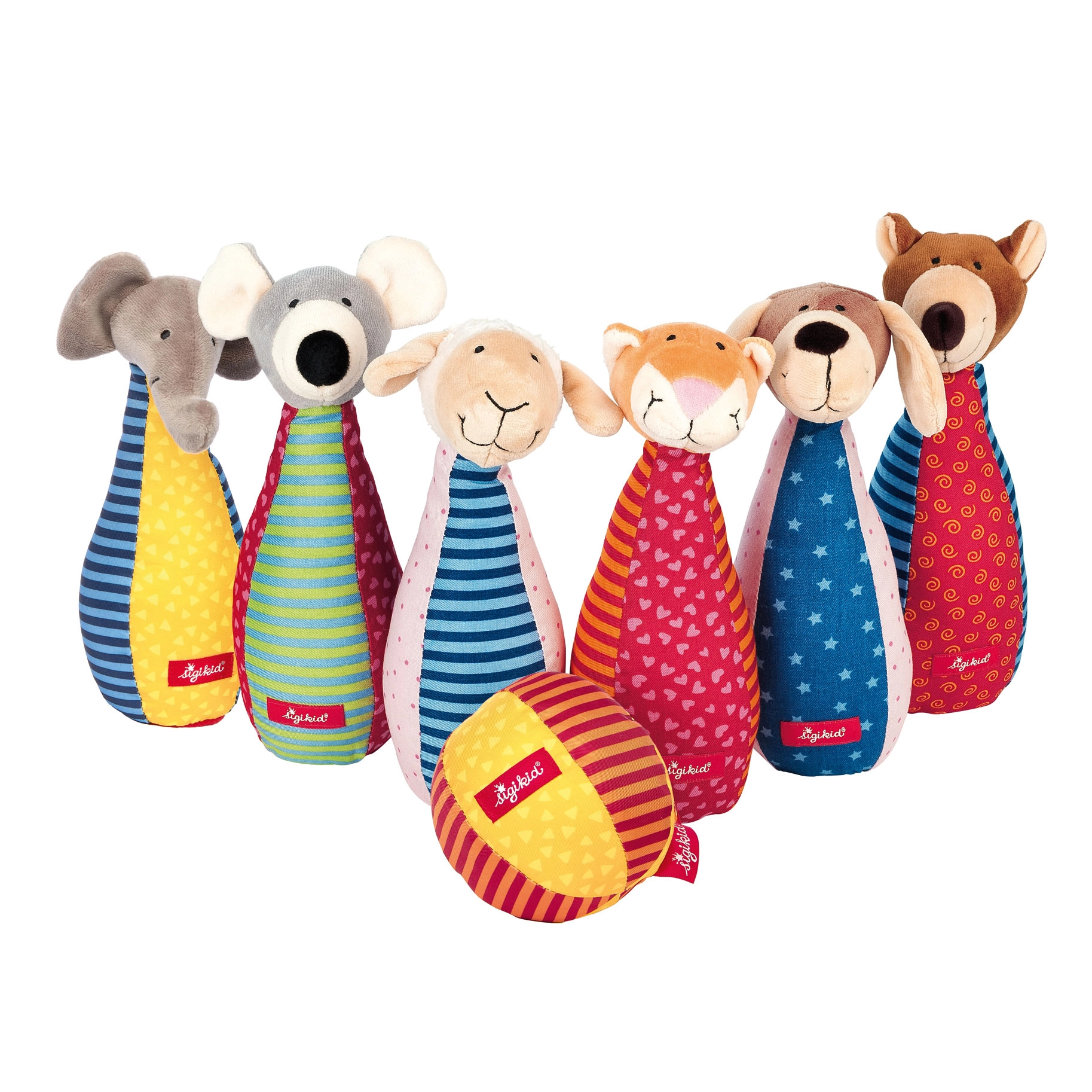 Měkké kuželky pro děti Sigikid – patchwork sada se zvířátky