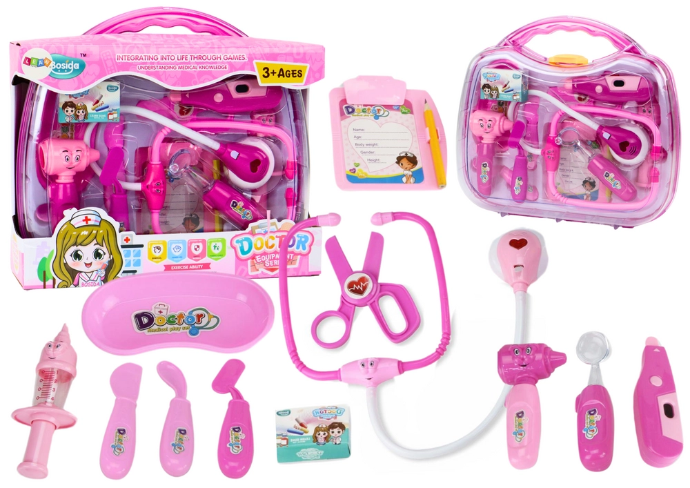 Lékařský set pro malé doktory v kufříku – růžový, světla a zvuky