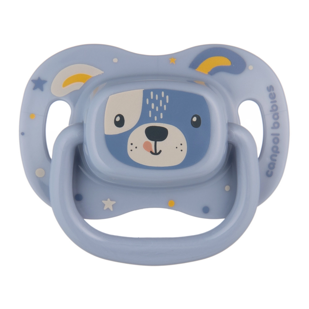 Canpol babies silikonový symetrický dudlík Cute Animals 18m+ modrý (1 ks)