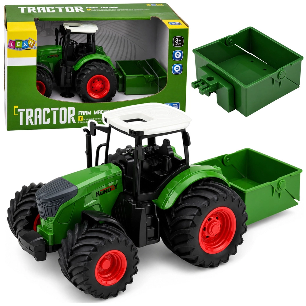 Farmářský traktor s rozmetadlem hnojiva 1:24, zelený, gumová kola