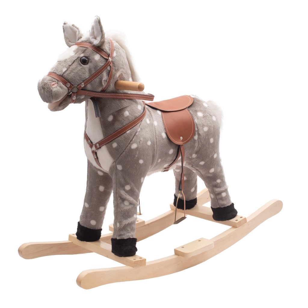Houpací koník s melodií PlayTo, šedý grošovaný