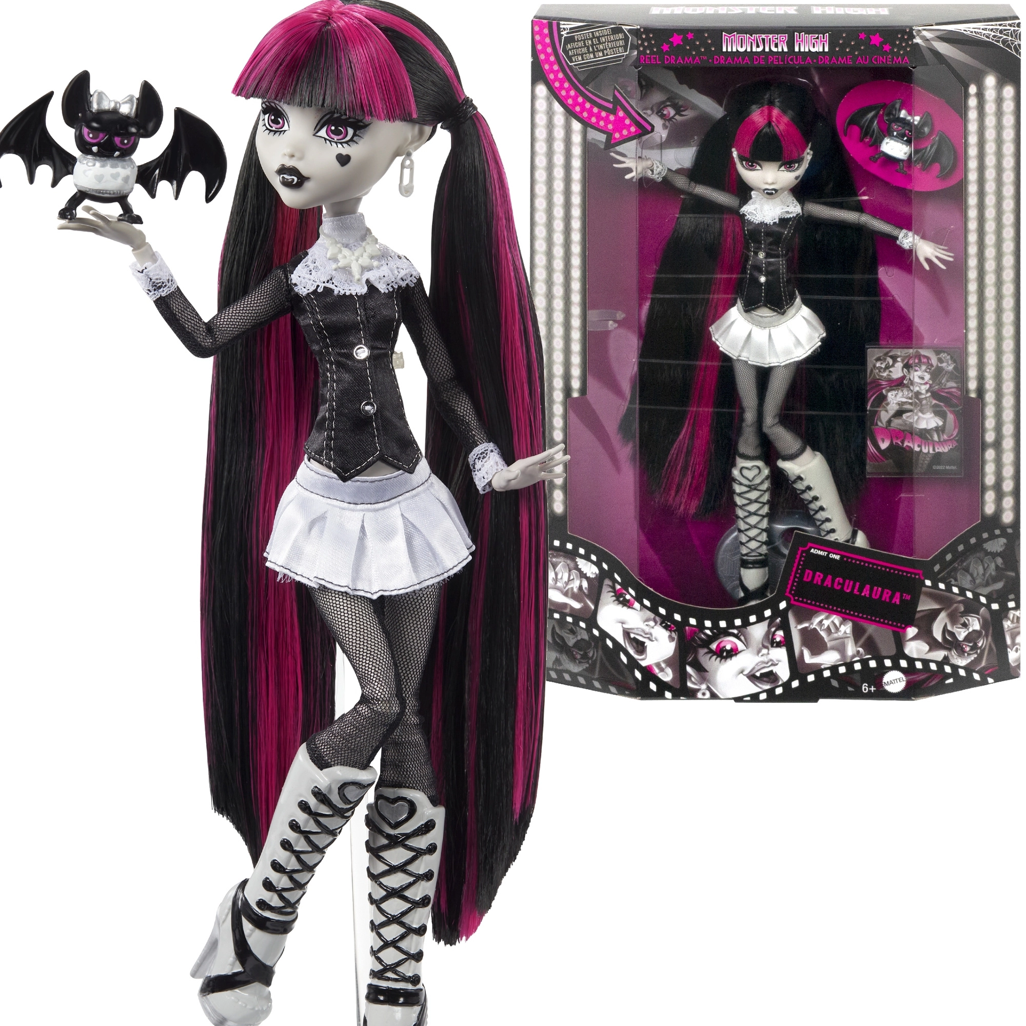 Lalka MONSTER HIGH Draculaura Reel Drama 26 cm s doplňky