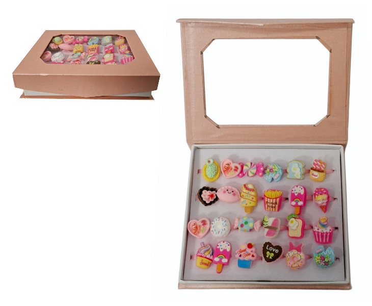 Sada dětských prstýnků s barevnými sladkostmi