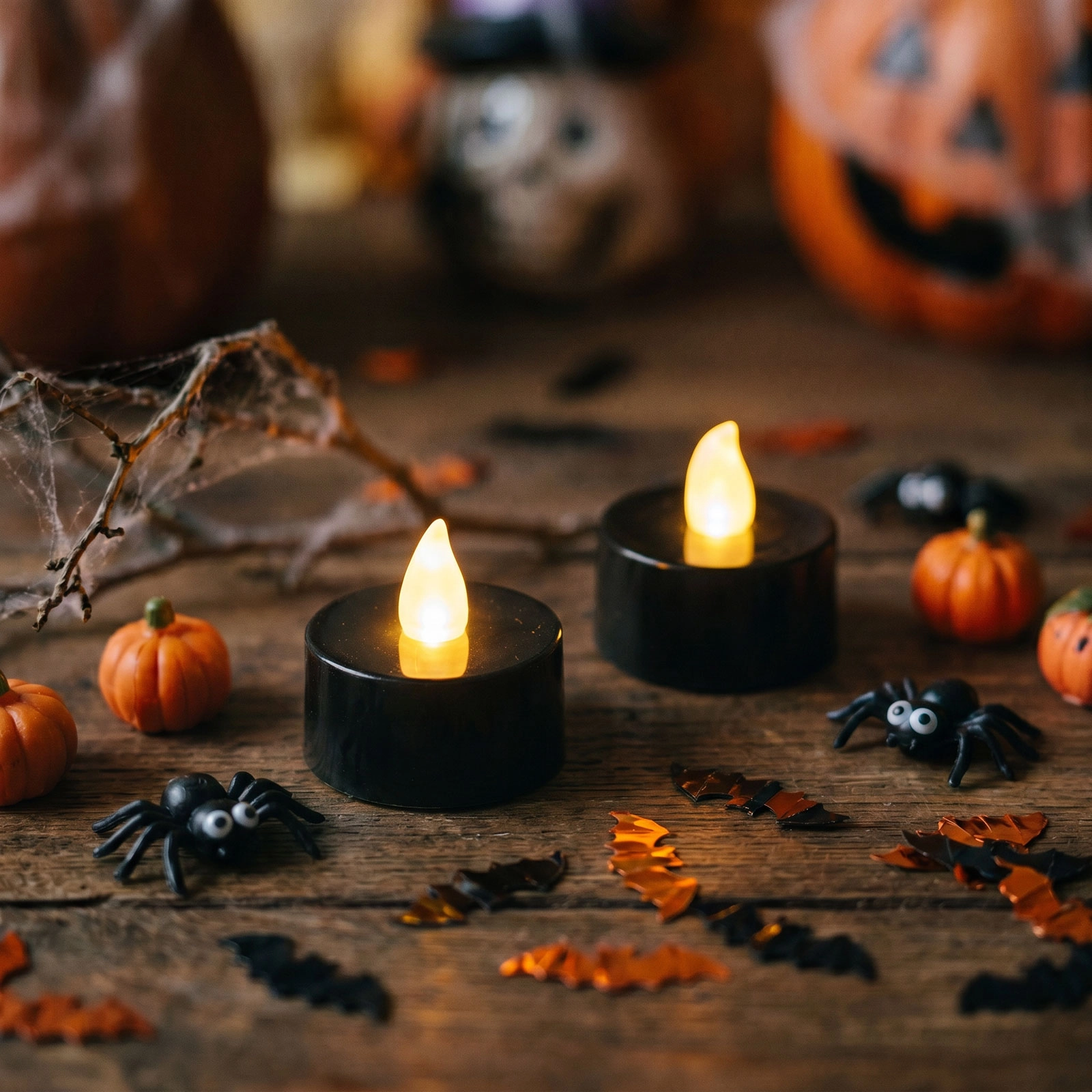 Halloween LED čajová svíčka černá, 2 ks