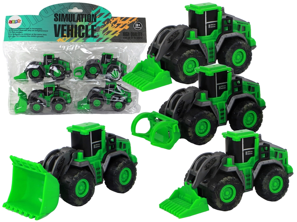 Lean Toys Sada zemědělských vozidel Zelené traktory 4 kusy