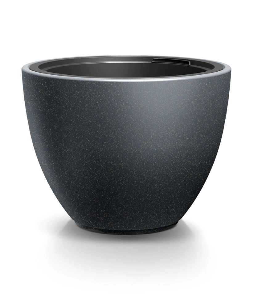 Levně Květináč Heos Eco Wood s vnitřní vložkou, antracit, průměr 39,5 cm