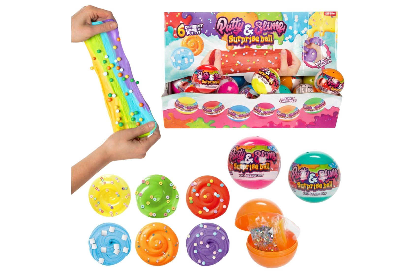 Sliz s doplňky v kouli 7 cm – mix druhů