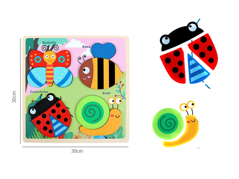 Dřevěné puzzle – hmyzí kamarádi