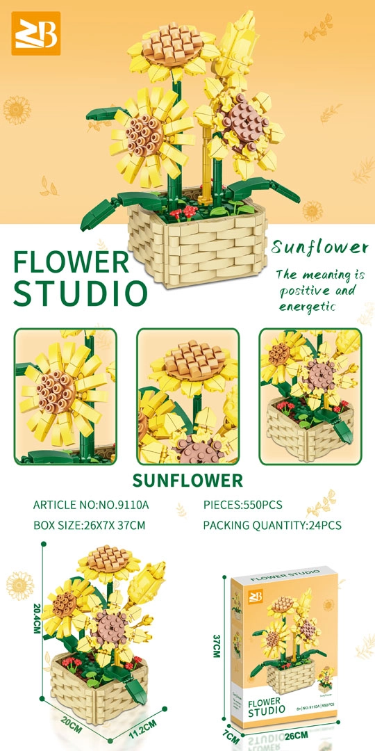 Stavebnice květiny slunečnice 550 dílků