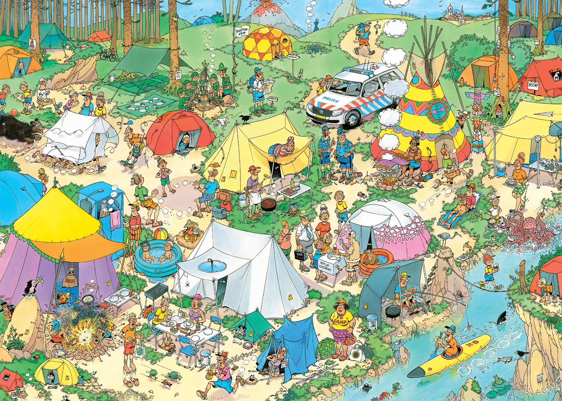 Puzzle Kempování v lese - Jan van Haasteren 1000 dílků