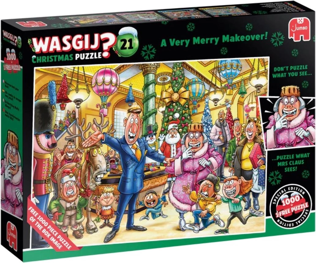 Puzzle JUMBO WASGIJ Christmas 21 – veselé vánoční proměny, 2×1000 dílků