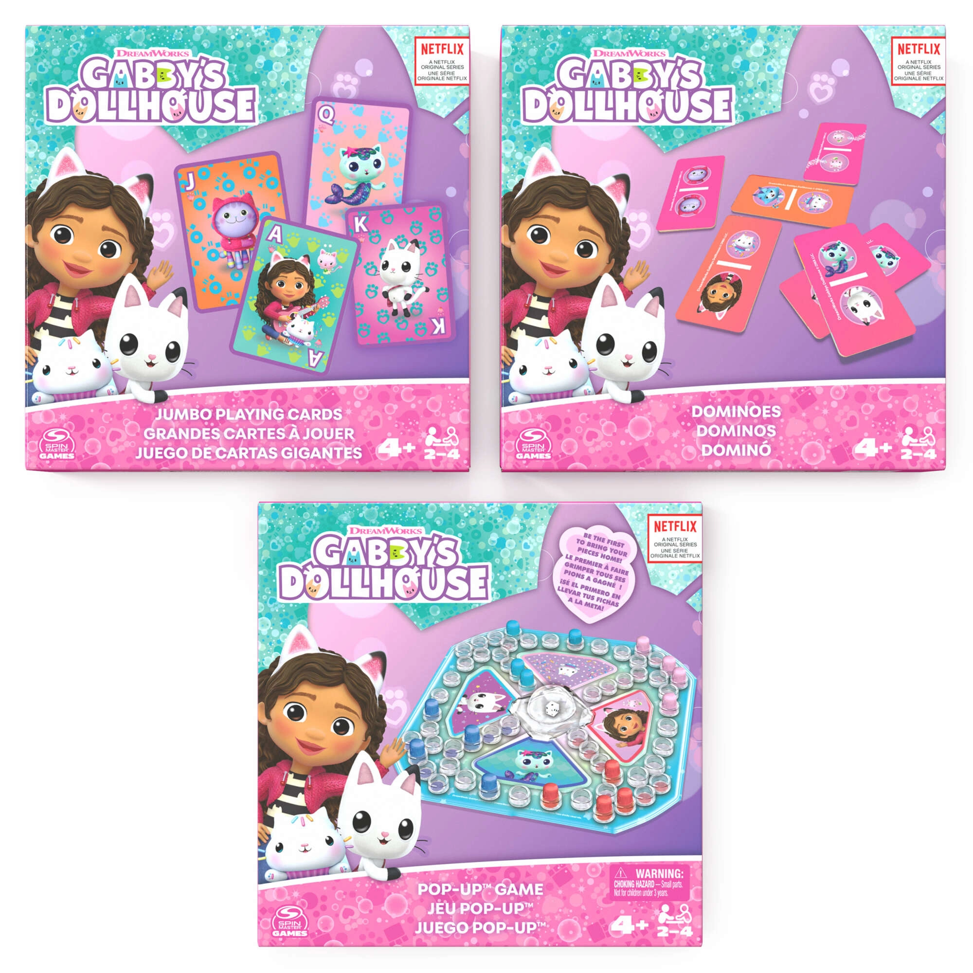 Kocí domek Gabi 3v1: domino, pop-up hra a jumbo karty