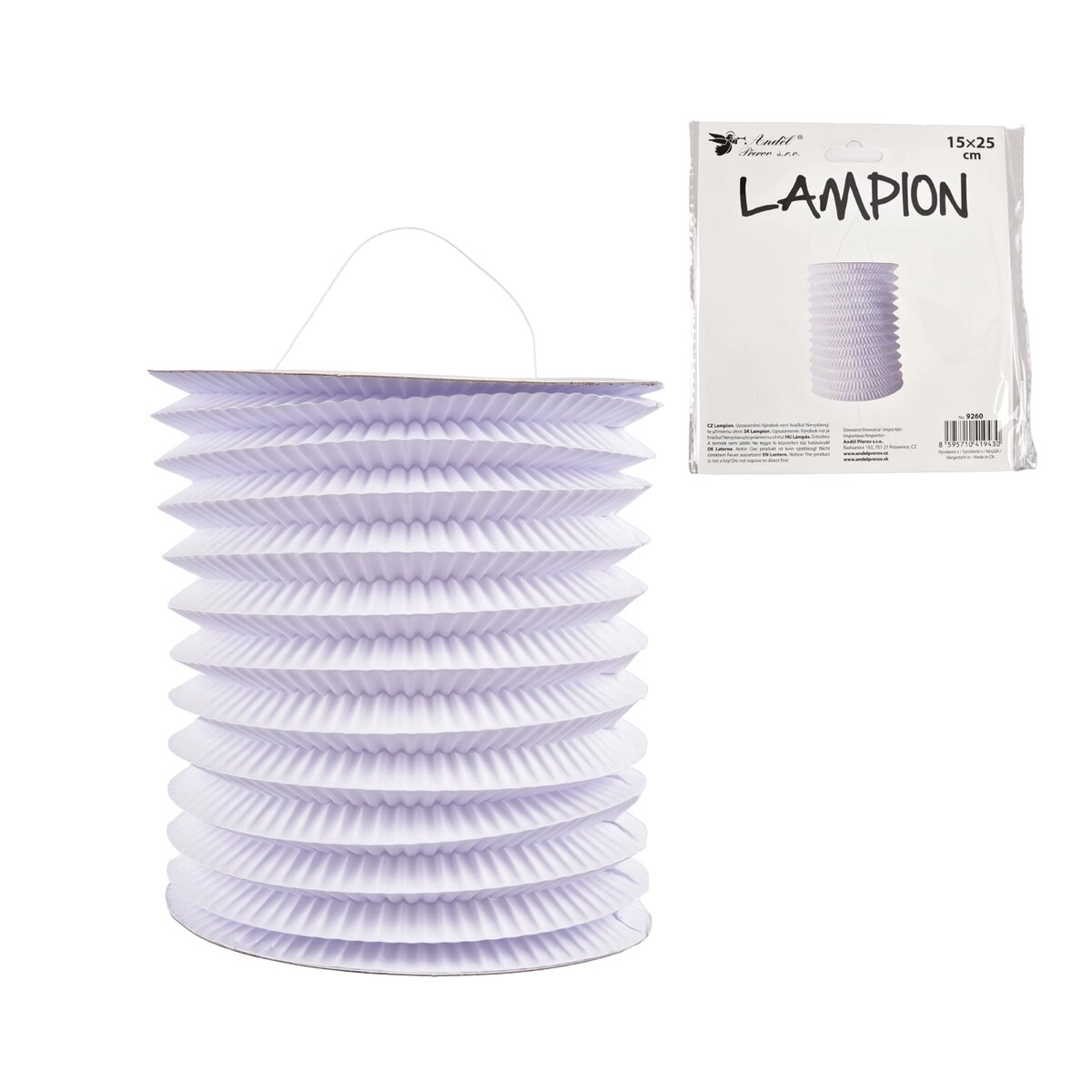 Papírový lampion válec bílý 15 cm